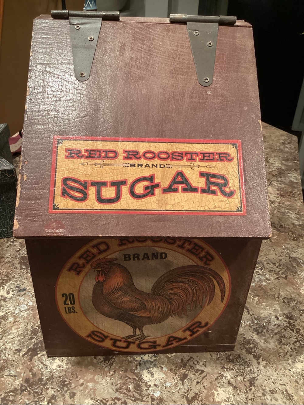 Red Rooster Wooden Sugar Storage Box